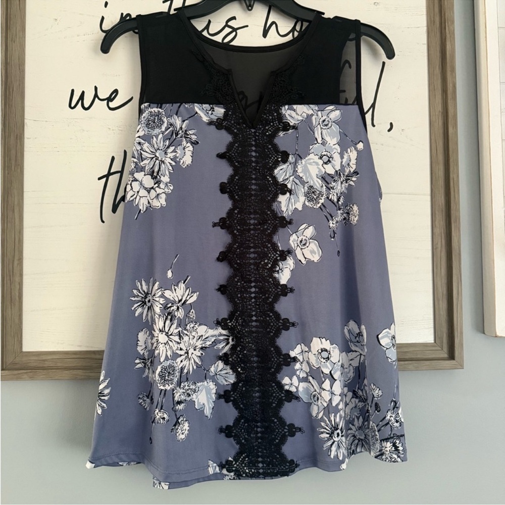 Maurices Black and Blue Floral Blouse